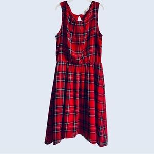 H&M Red Green Plaid Christmas Dress Sleeveless Lined Lightweight Girls 10-12